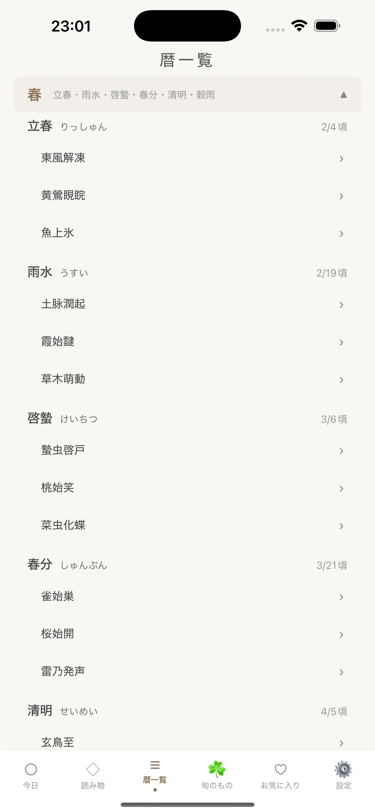 候の一覧